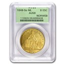 1849-So ML Chile Gold 8 Escudos AU-58 PCGS 1849-So ML Chile Gold 8 Escudos AU-58 PCGS